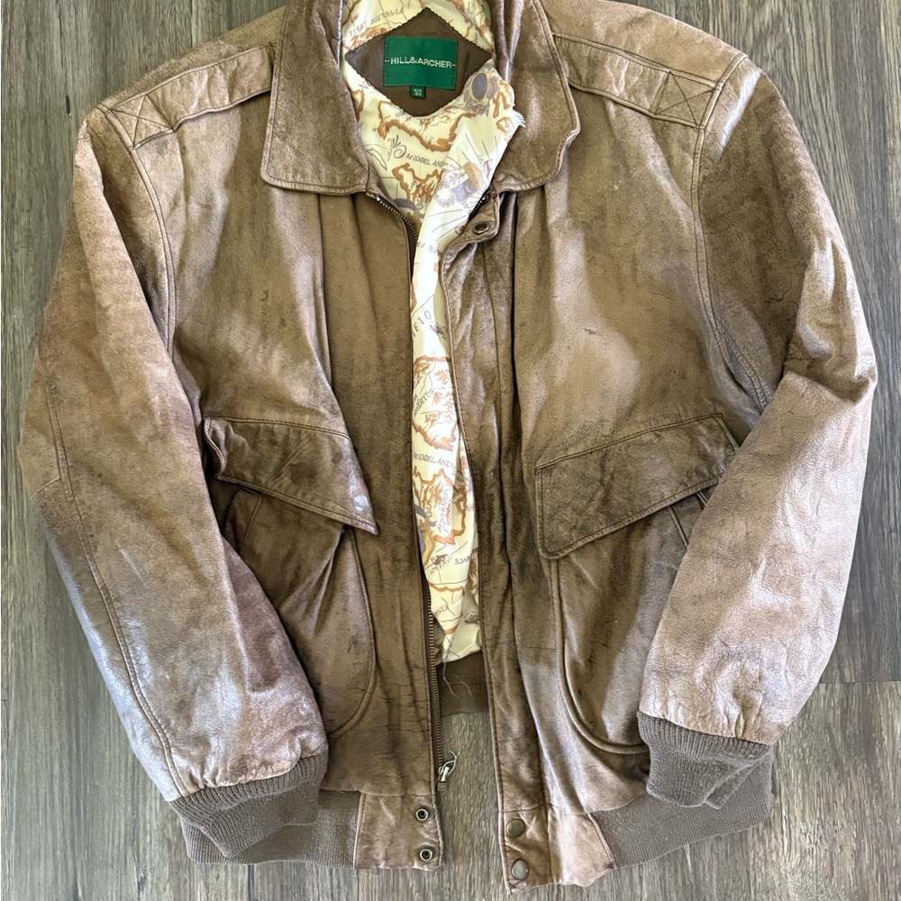 Brown Bomber Jacket with Relaxed Fit and Durable Fabric